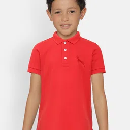 LAdore Unisex Kids Red Self Design  Polo Collar Pure Cotton T-shirt-picture-48