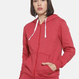 Campus Sutra Women Maroon Hooded Sweatshirt-picture-9