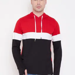 LE BOURGEOIS Colourblocked Full Sleeve Hooded T-shirt-picture-25