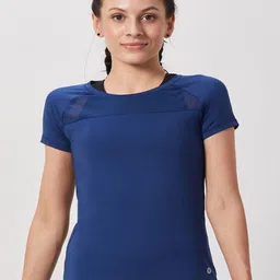 SEEQ Women Blue Moisture Wicking Training or Gym T-shirt-picture-12