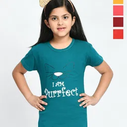 BAESD Girls Pack Of 5 Typography Printed Cotton T-shirt-picture-43