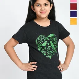BAESD Girls Pack Of 5 Typography Printed Cotton T-shirt-picture-39