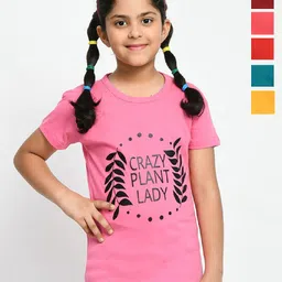 BAESD Girls Pack Of 6 Typography Printed Cotton T-shirt-picture-40