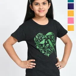 BAESD Girls Pack Of 6 Typography Printed Cotton T-shirt-picture-52