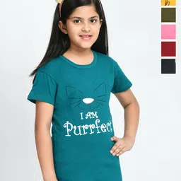 BAESD Girls Pack Of 6 Typography Printed Cotton T-shirt-picture-27