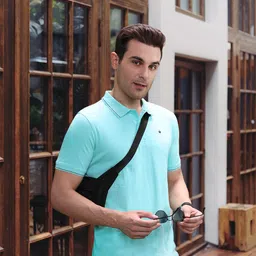 Louis Philippe Men Blue Polo Collar Pure Cotton T-shirt-picture-19