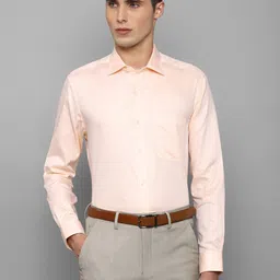 Louis Philippe Gods & Kings Men Peach-Coloured Slim Fit Giza Cotton Formal Shirt-picture-21