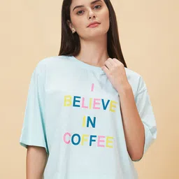 Globus Typography Printed Drop shoulder Sleeves Boxy Fit  Cotton Crop T-shirt-picture-4