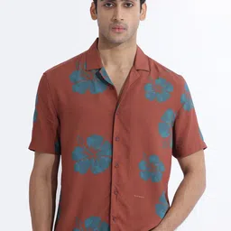 RARE RABBIT Men Bronzac Printed Slim Fit Cuban Collar Shirt image 3