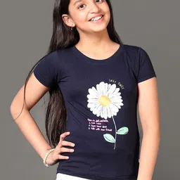 V-Mart Girls Floral Printed Round Neck Cotton T-shirt-picture-10