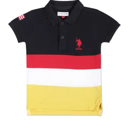 U.S. Polo Assn. Kids Boys Colourblocked Polo Collar Pure Cotton T-shirt-picture-37