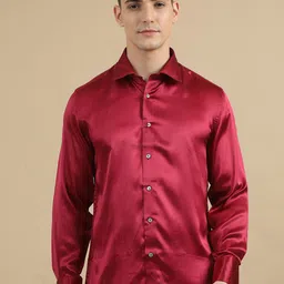 TATTVA Classic Spread Collar Long Sleeves Pure Silk Casual Shirt-picture-25