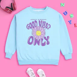 NUSYL Girls Typography Printed Long Sleeves Oversized Fleece Pullover-picture-18
