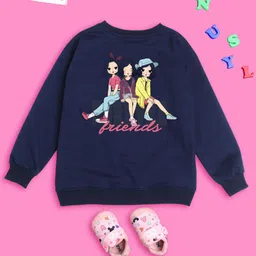 NUSYL Girls Graphic Printed Oversized Fleece Sweatshirt-image-45
