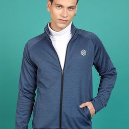HIGHLANDER Navy Blue Mock Collar Front-Open Sweatshirt-picture-12