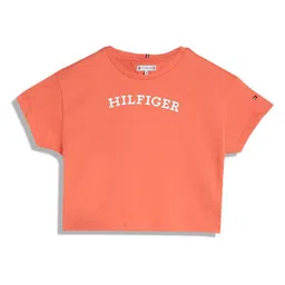 Tommy Hilfiger Girls Cotton Printed V-Neck Raw Edge T-shirt-image-43