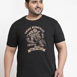 plusS Men Plus Size Black Printed Cotton T-shirt-picture-25