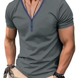 StyleCast x Revolte Men V-Neck Raw Edge T-shirt-picture-23