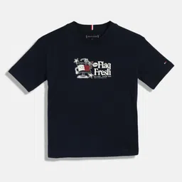 Tommy Hilfiger Boys Graphic Printed Round Neck Cotton T-shirt-picture-38
