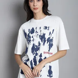 DOOR74 Abstract Printed Drop-Shoulder Sleeves Oversized Cotton T-shirt-picture-20