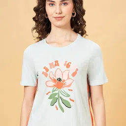 People Grey Floral Printed Cotton Relaxed Fit T-shirt-picture-29