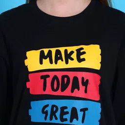 DOOR74 Typography Print Drop Shoulder Sleeves Cotton Oversized Longline T-shirt image 5