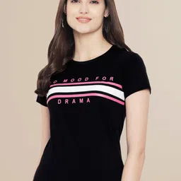 Fabflee Women Black & Red Pack of 3 Typography Printed Cotton T-shirt image 2