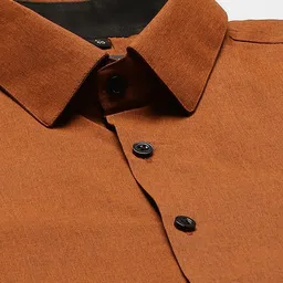 SOJANYA Men Rust Orange Classic Regular Fit Solid Formal Shirt image 5