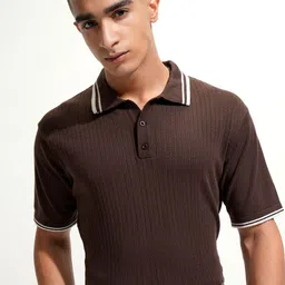 HIGHLANDER Men Relaxed Fit Half Sleeve Half Placket Polo Collar T-shirt image 2
