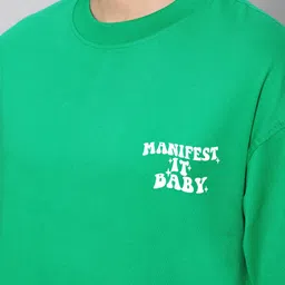 Besick Men Typography Printed Drop Shoulder Sleeves Oversized T-shirt image 3