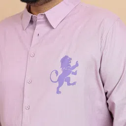 HIGHLANDER Plus Size Lavender Spread Collar Long Sleeves Cotton Casual Shirt image 4