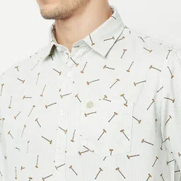 METTLE Men White Printed Casual Shirt image 2