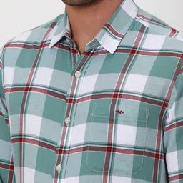 Mufti Slim Fit Tartan Checks Flannel Pure Cotton Casual Shirt image 3