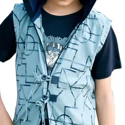 BAESD Boys Printed Round Neck Cotton T-shirt With Jacket image 3