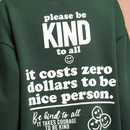 Tokyo Talkies Green Typography Printed Long Sleeves Oversized Pullover image 3