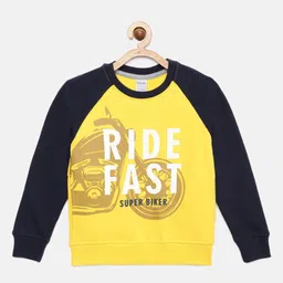 mackly Boys Yellow & White Typography Printed Sweatshirt image 2