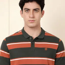 WROGN Men Striped Polo Collar Cotton T-shirt image 3