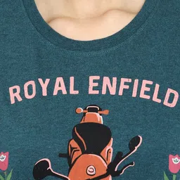 Royal Enfield Women Green Typography Printed T-shirt image 2