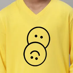 Friskers Boys Yellow Typography Printed V-Neck Applique T-shirt image 3
