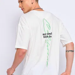 Mast & Harbour Typography Printed Drop Shoulder Pure Cotton Oversized T-shirt image 2