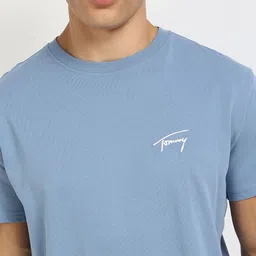 Tommy Hilfiger Men Solid Round Neck Cotton T-shirt image 3