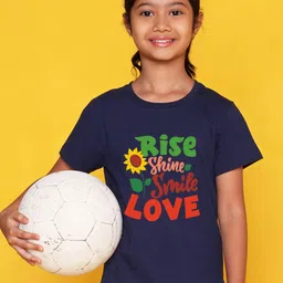 NUSYL Girls Typography Printed  T-shirt image 4