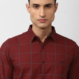 VAN HEUSEN DENIM LABS Men Slim Fit Windowpane Checks Checked Casual Shirt image 2