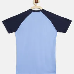 CHIMPRALA Girls Blue Colourblocked Running T-shirt image 2