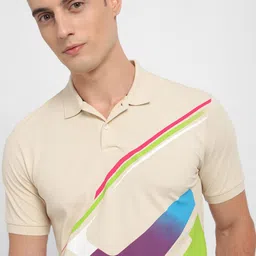 Allen Solly Geometric Printed Polo Collar Pure Cotton T-shirt image 2