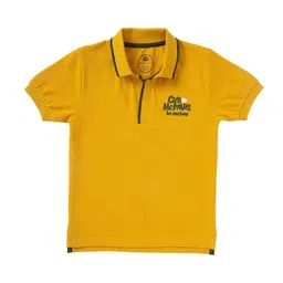 Cub McPaws Boys Pack of 2 Olive Green & Mustard Yellow Cotton Polo Collar T-shirts image 2