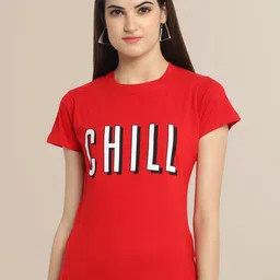 Fabflee Women Black & Red Pack of 3 Typography Printed Cotton T-shirt image 3