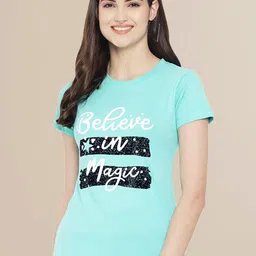 Fabflee Women Pack Of 3  Typography Printed Cotton T-shirts image 3