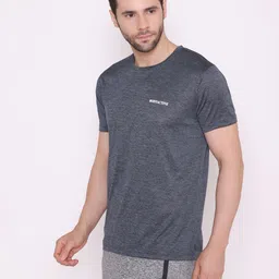 BODYACTIVE Men Grey Solid T-shirt image 3