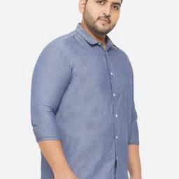 John Pride Plus Size Men Blue Standard Casual Shirt image 4